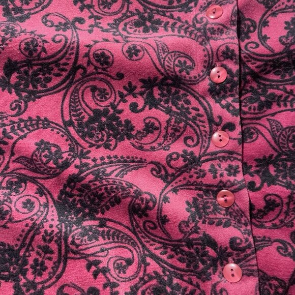 Woman Within Dress Womens 18/20 Midi Velour Velvet Pink Paisley Button Front - Picture 4 of 7